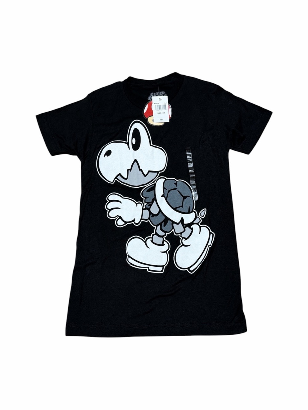 Nintendo Super Mario Dry Bones Profile T-Shirt Mens XS Casual Black Short Sleeve